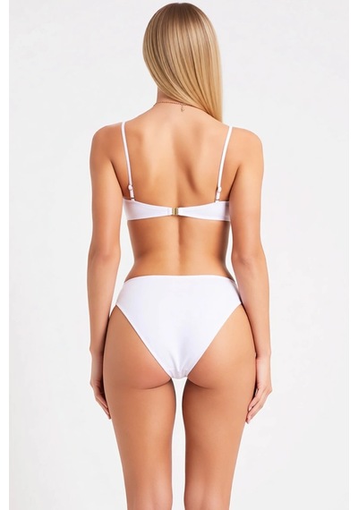 Benerly Kadın Bikini Takımı Askılı Straplez Kesim Kaplı Üst Normal Bel Sl Beyaz