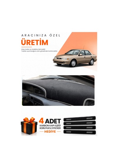 Kia Sephia 1995-1998 Uyumlu Torpido Koruma Örtüsü Oto Kılıfı - Siyah Gri