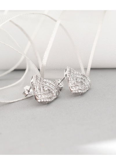 Brezza Lusso Jewelry Brezza Lusso Diamond Business Üçgen Form Işıltılı Kadın Gümüş Küpe