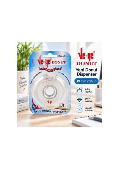 Donut Şeffaf Bant Dispenseri 19 Mm X 25 M 1