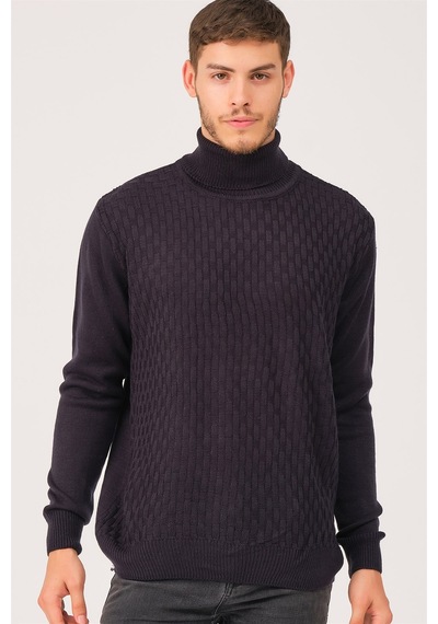 V0212 Dewberry Erkek Turtleneck Kazak-lacivert