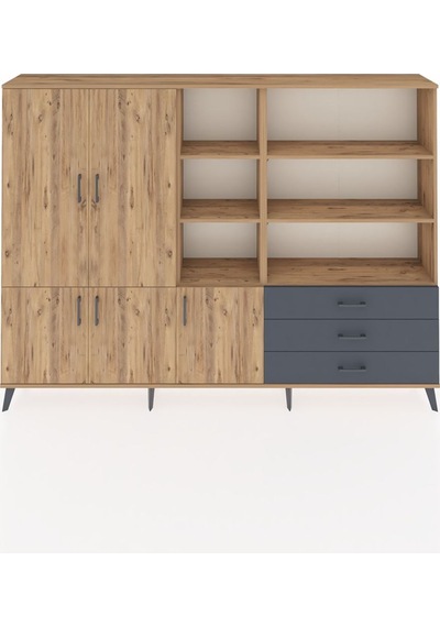 Arges Dolap 11 Raflı 3 Çekmeceli 5 Kapaklı 220x30x163 Çam-çam/antrasit Atlas Çam/antrasıt - Atlas Çam Arges Dolap 11 Raflı 3 Çekmeceli 5 Kapaklı 220x30x163 Çam-çam/antrasit Atlas Çam/antrasıt - Atlas Çam
