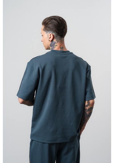 Respire Erkek Şerit Detaylı Regular Fit T-shirt Petrol