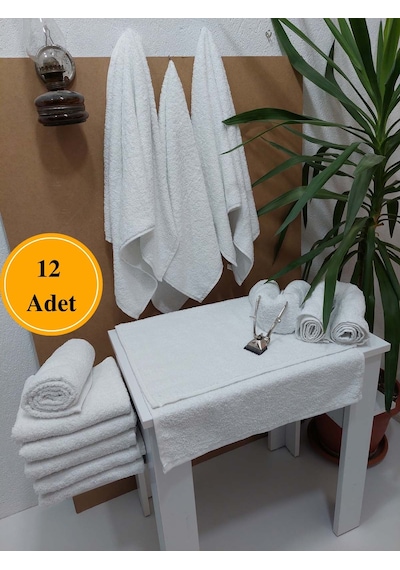 12'li Beyaz Kuaför Berber Havlusu 50 x 90 CM Profesyonel Saç Havlusu Hijyenik Ekonomik Set