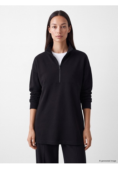 LC Waikiki Lc Waıkıkı Siyah Oversize Soft Touch Kadın Sweatshirt Tunik