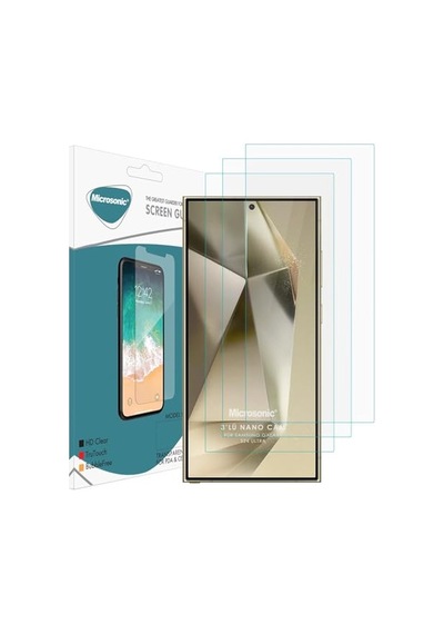 Ayrex Samsung Galaxy S24 Ultra Screen Protector Nano Glass Cam Ekran Koruyucu 3 Lü Paket Galaxy S24 Ultra İle Uyumlu