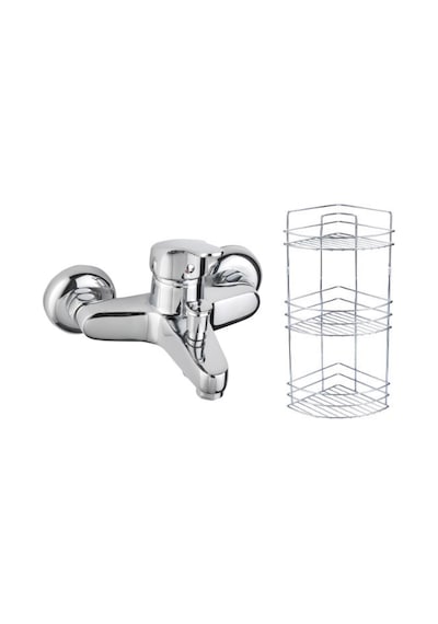 Tema Cosmo Banyo Bataryası 61031 Metal Süngerlik 3'Lü Köşe Raf 2' Krom