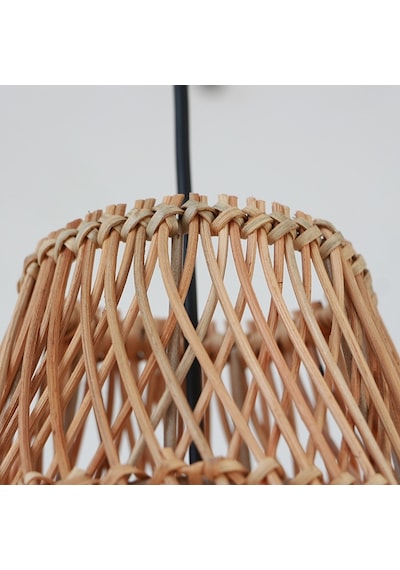 Bohem Etnik Doğal Hasır Doğal Rafya Bambu & Rattan Handmade Dekoratif Sarkıt Saçaklı Avize 26x65 Cm-9081498449442 Kahverengi