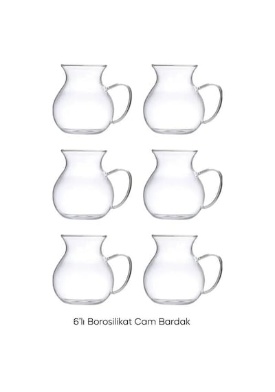 Orret Home Keyfi Ala 6'lı Borosilikat Cam Çay Bardağı Seti, 200ml Termisil Kupa, Şık Ve Dayanıklı, Çay Vakti İçin İdeal 6 Adet Sku: Smg8690010530752