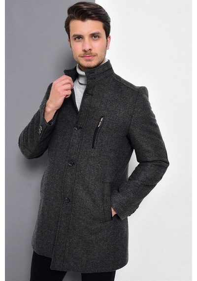 Plt8386 Dewberry Erkek Palto-desenli Antrasit