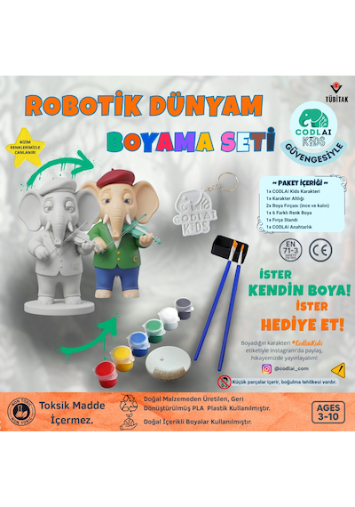Codlaı Kids Robotik Dünyam 3d Boyama Seti - Çocuklar İçin Eğitici Yaratıcı Oyuncak Boyama Kiti - Müzisyen Fil