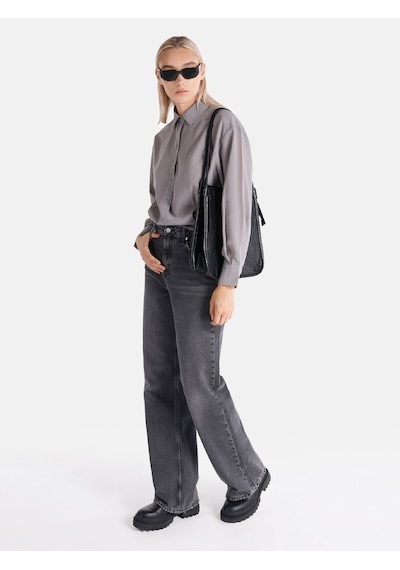 Colin's Colins Regular Fit Gri Kadın Uzun Kol Gömlek Cl1065635 Gri