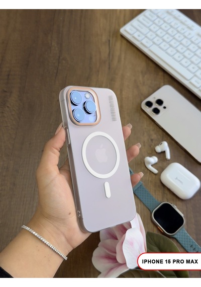 Apple iPhone 15 Pro Max Magsafe Uyumlu Mat Sert Klein Kılıf Beyaz