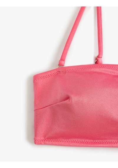 Koton Simli Straplez Bikini Üstü Pedli Astarlı Çıkarılabilir Askı Detaylı Pembe 4sak10232mm Gül