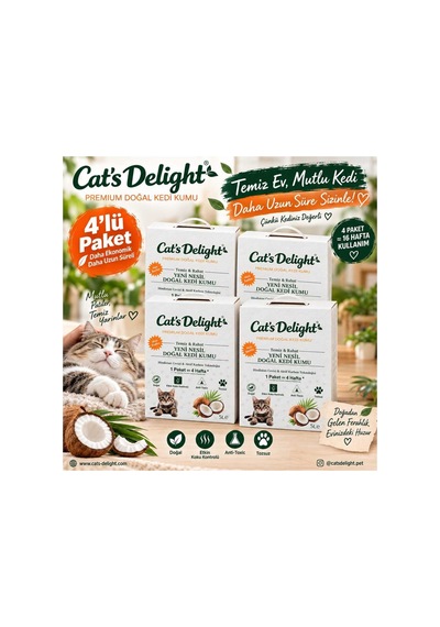 Hindistan Cevizi Kabuğu & Aktif Karbon Teknolojili Kedi Kumu 5 Litre X 4 Adet