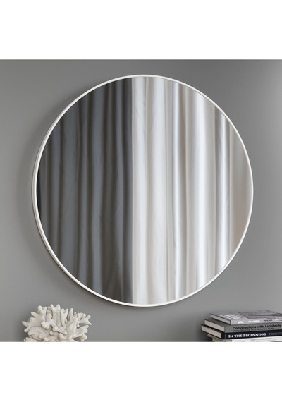 Ayna / Dekoratif Ayna / Yuvarlak Ayna / Banyo Ayna / Makyaj Ayna / Duvar Ayna/ Flora Roma Beyaz