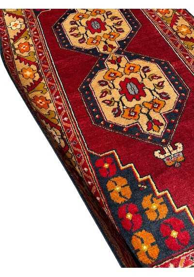 El Dokuması Sıfır Maden Halısı 115x230 Kök Boya %100 Yün Halı Kırmızı
