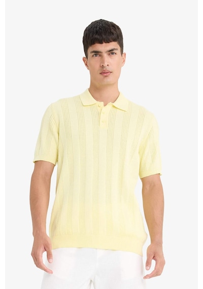 Defacto %100 Pamuk Triko Polo Tişört F7133ax25smyl488 Sarı