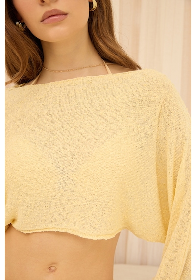 Mai Collection Naval Sarı Crop Etek Triko Takım