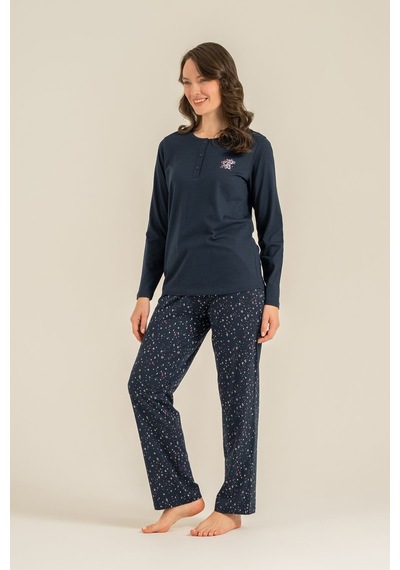 Arnetta Kadın Shine Bright Little Star Lacivert Uzun Kol Pijama Takım Ar3775-s-v2 Ar3775-s-v2