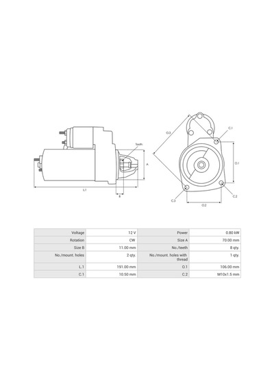 12v Marş Motoru Mıtsubıshı Tipi 8 Diş Jaguar S-type Iı-nıssan 100 Nx/almera/prımera/sunny