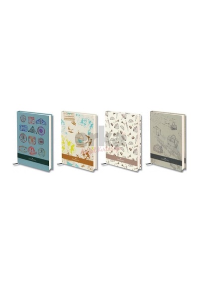 Nostalji" Ciltli Çizgili Sert Kapak Defter, 120 Yaprak Çok Renkli