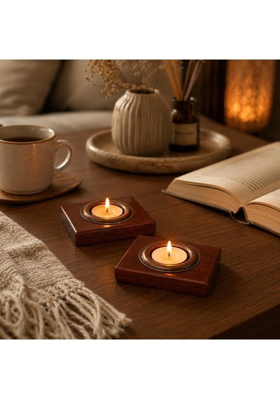 Bfastore El Yapımı Ahşap Tealight Mumluk Seti, Dekoratif Tasarım, 2 Adet, 9x7x1,5 Cm, Renk Seçenekli Koyu Maun Mum Çok Renkli Bfastore El Yapımı Ahşap Tealight Mumluk Seti, Dekoratif Tasarım, 2 Adet, 9x7x1,5 Cm, Renk Seçenekli Koyu Maun Mum Çok Renkli