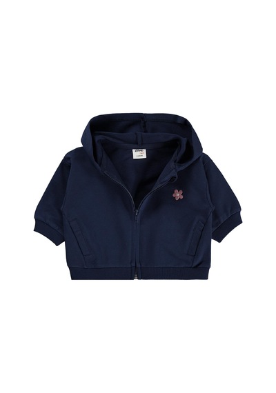 Civil Baby Çiçek Nakışlı Basic 6-18 Ay Hırka - Lacivert Koyu Lacivert