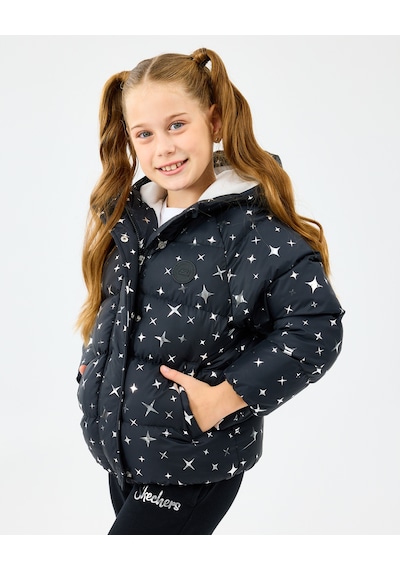 Skechers G Puffer Jacket Büyük Kız Çocuk Siyah Mont Sk2520052-1602 Siyah