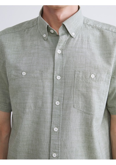 Lcwaıkıkı Classic Haki Regular Fit Kısa Kollu Poplin Erkek Gömlek