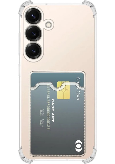 Samsung Galaxy Uyumlu S25 Kapak Kamera Korumalı Kartlıklı Darbe Emici Özellikli Şeffaf Silikon Kılıf