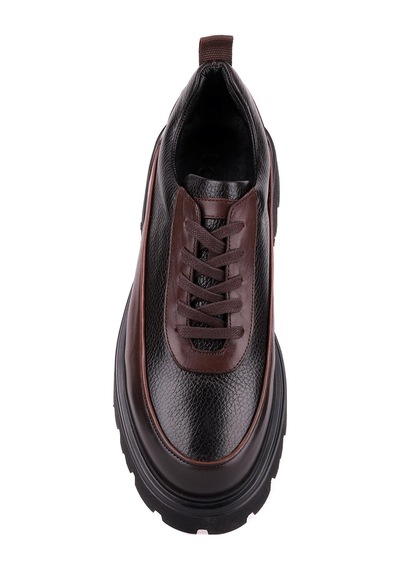 Shoetyle - Kahverengi Hakiki Deri Bağcıklı Erkek Günlük Ayakkabı 115-k534-1324 Kahve Rengi