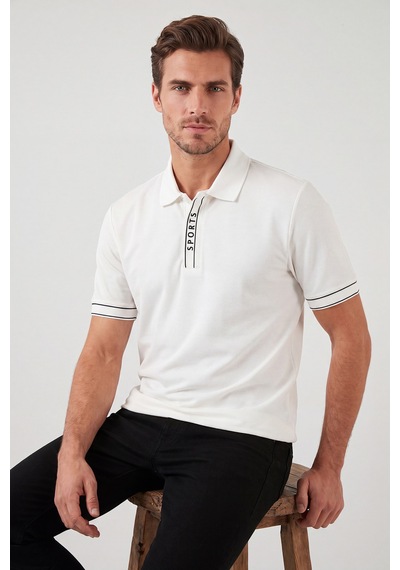 Buratti Pamuklu Regular Fit Yarım Fermuarlı Polo T Shirt Erkek Polo Yaka T Shirt 5904073 Beyaz