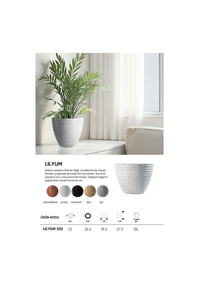 Bostann Dekoratif Saksı - Lılyum 320 - 13l - Kahverengi