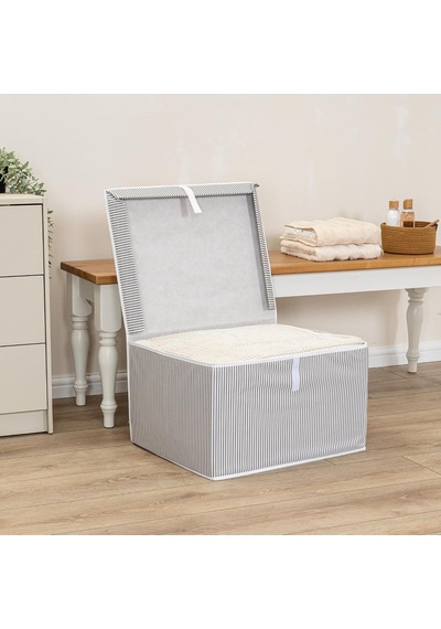 Çok Amaçlı Düzenleyici Kapaklı Sandık Tipi Kutu Hurç Organizer 3 Lü Set Gri, Maxi 50 X 40 X 30 Diğer