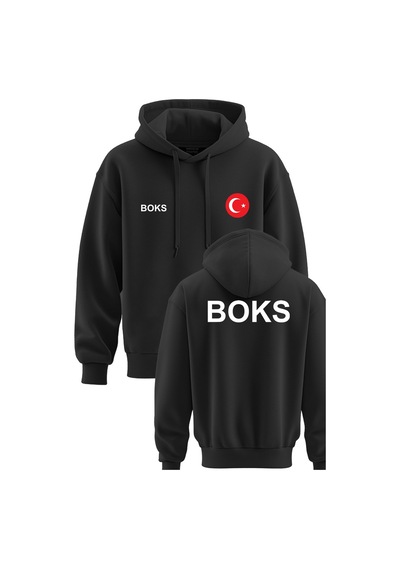 Boks Baskılı 3 İp Kapşonlu Sweatshirt Boks Hoodie