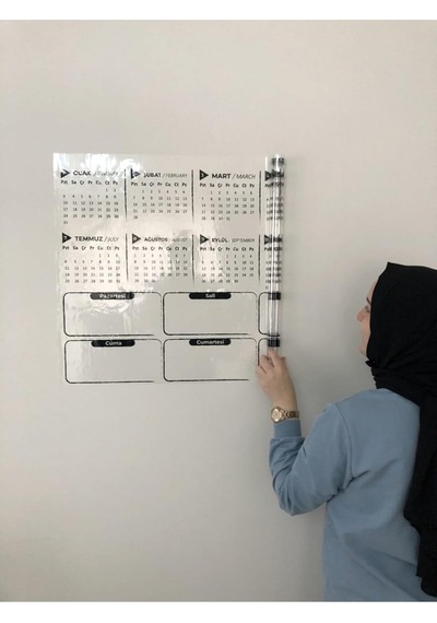 2025 Yıllık Ve Haftalık Planlayıcı Takvim Yazı Tahtası Akıllı Kağıt Tahta 100x56 Cm Kalem Model 3 Cok Renkli