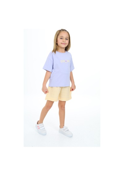 Toontoy Kids Toontoy Kız Çocuk Baskılı Şortlu Takım Koyu Mavi