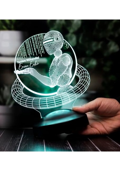 Mühendisine Hediye Programcı Hediyesi Yapay Zeka Mühendisi Bilgisayarcı Led Lamba
