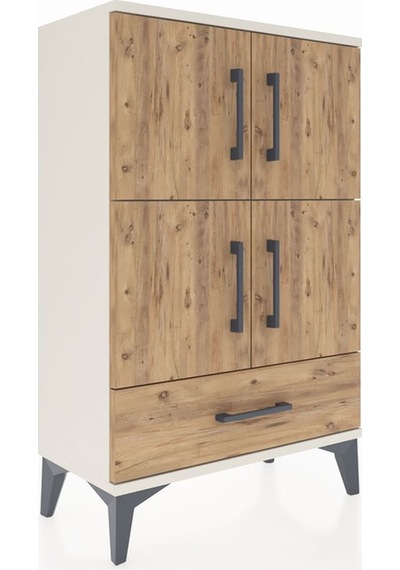 Arges Komodin 4 Raflı Tek Çekmeceli 4 Kapaklı 60x30x96 Aytaşı... Aytaşı