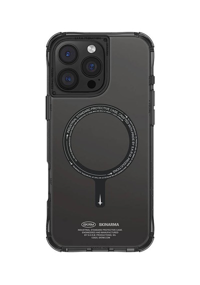Apple iPhone 16 Pro Uyumlu Kılıf Magsafe Şarj Özellikli Şeffaf Airbag Tasarımlı Skinarma Saido Siyah