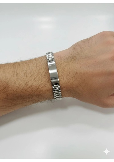 Siyah Deri / Çelik Erkek Deri Bileklik 20 Cm - Ebl0036 Çok Renkli