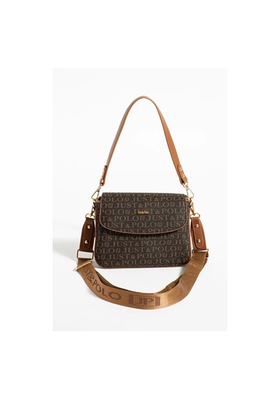 Just Polo Kadın Baskılı Ayarlanabilir Askılı Şık Ve Lüks El & Omuz Çantası Shoulder Bag Kahverengi - Taba