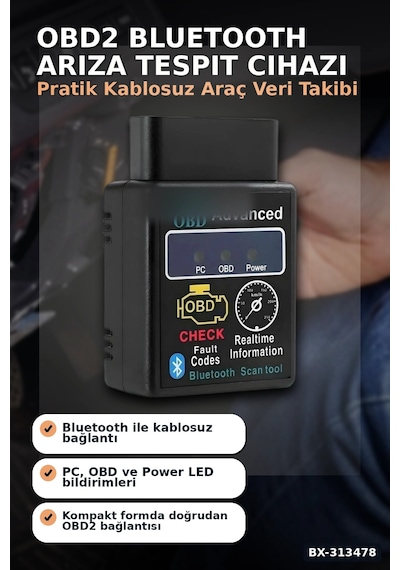 Bx40 Obd2 Bluetooth Araç Arıza Tespit Cihazı, Check Engine Sıfırlama, Scanner 1 Adet Bx-313478
