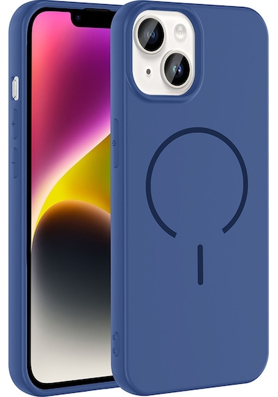 Apple Uyumlu iPhone 13 Kılıf M-safe Şarj Özellikli Mkst Meta Kapak - Lacivert Lacivert