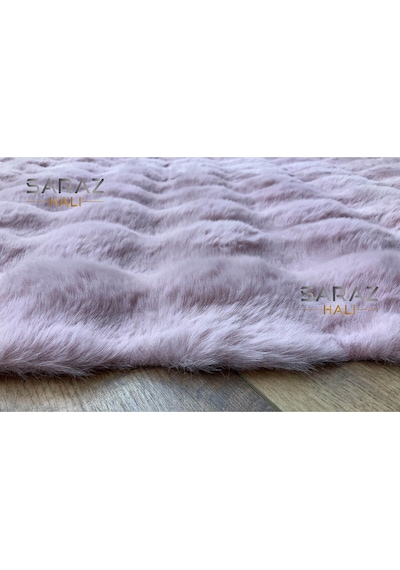 Bubble Tavşan Post Yumuşacık Tavşan Tüyü Kaymaz Yıkanabilir Pembe Gri