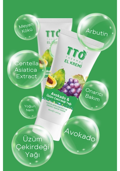 Tto Avokado & Üzüm Çekirdeği Yağlı El Kremi – Besleyici ve Yumuşatıcı Bakım 50 Ml