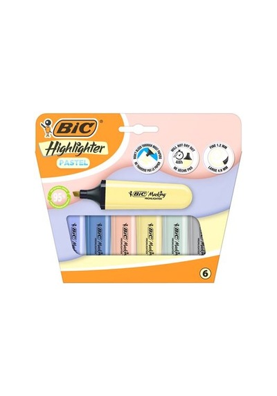 Bic Marking Highlighter 6'lı Pastel Fosforlu Kalem Set / 303098 Diğer