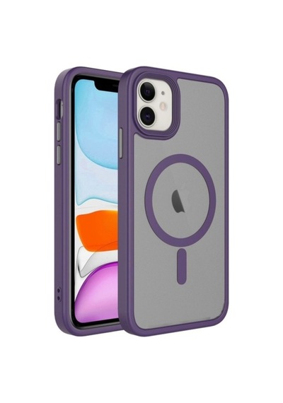 Apple Uyumlu iPhone 12 Kılıf Mat Arka Yüzey Wireless Şarj Özellikli Zore Flet M-safe Kapak Derin Mor