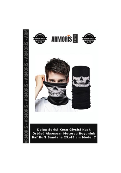 Armoris Delux Serisi Koşu Giysisi Kask Örtüsü Aksesuar Motorcu Boyunluk Baf Buff Bandana 25x48 Cm Model 7 Çok Renkli
